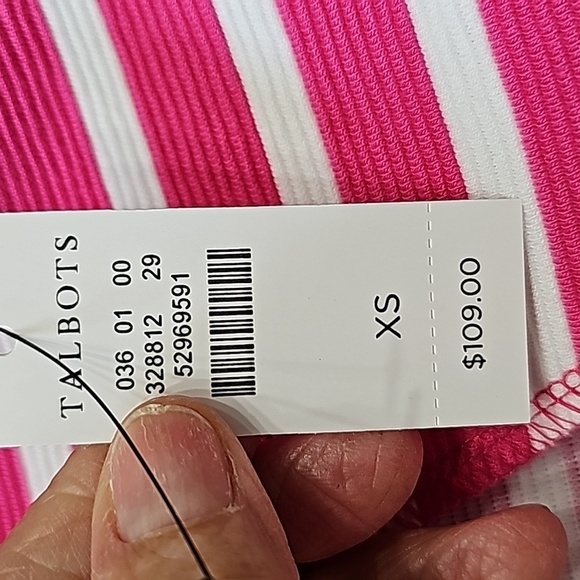 TALBOTS NWT pink‎ striped sleevless dress with V neck. GREAT FOR Vacation. - Picture 8 of 13